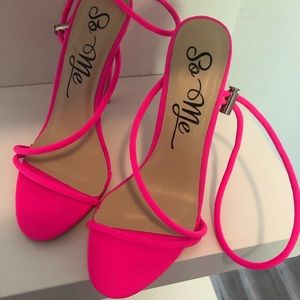 Strappy heels! Brand new. Neon pink!